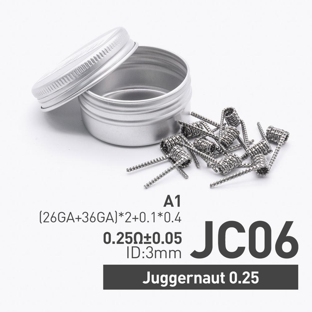 Volcanee 10 Stks/partij A1 NI80 Nichrome Juggernaut Coil Nietje Omlijst Twisted Nietje Verspringende Platte Tsuka Clatpon Premade Coil: Juggernaut 0.25