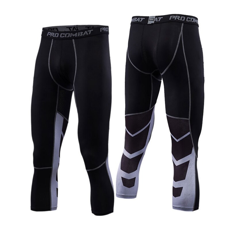 Men's Pants Calf-Length Elastic Sports Running Fitness Training Tights Trousers