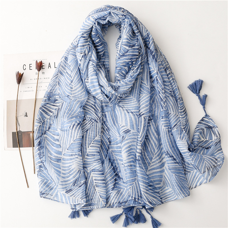 Bufanda de viscosa con borlas florales para mujer, chales y chales, Hijab, banda para el cabello femenina, pañuelo musulmán de lujo, pañuelos Echarpe de 180x90Cm: Castaño