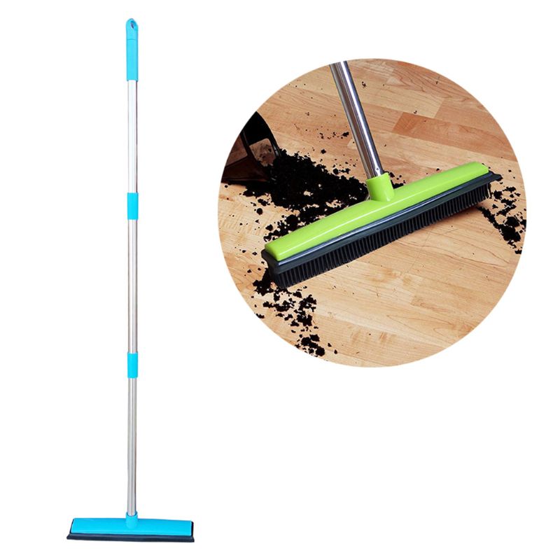Pet Hair Removal BroomTelescoping Handle That Extends Push Broom Carpet Sweeper with Squeegee Adjustable Long Handle