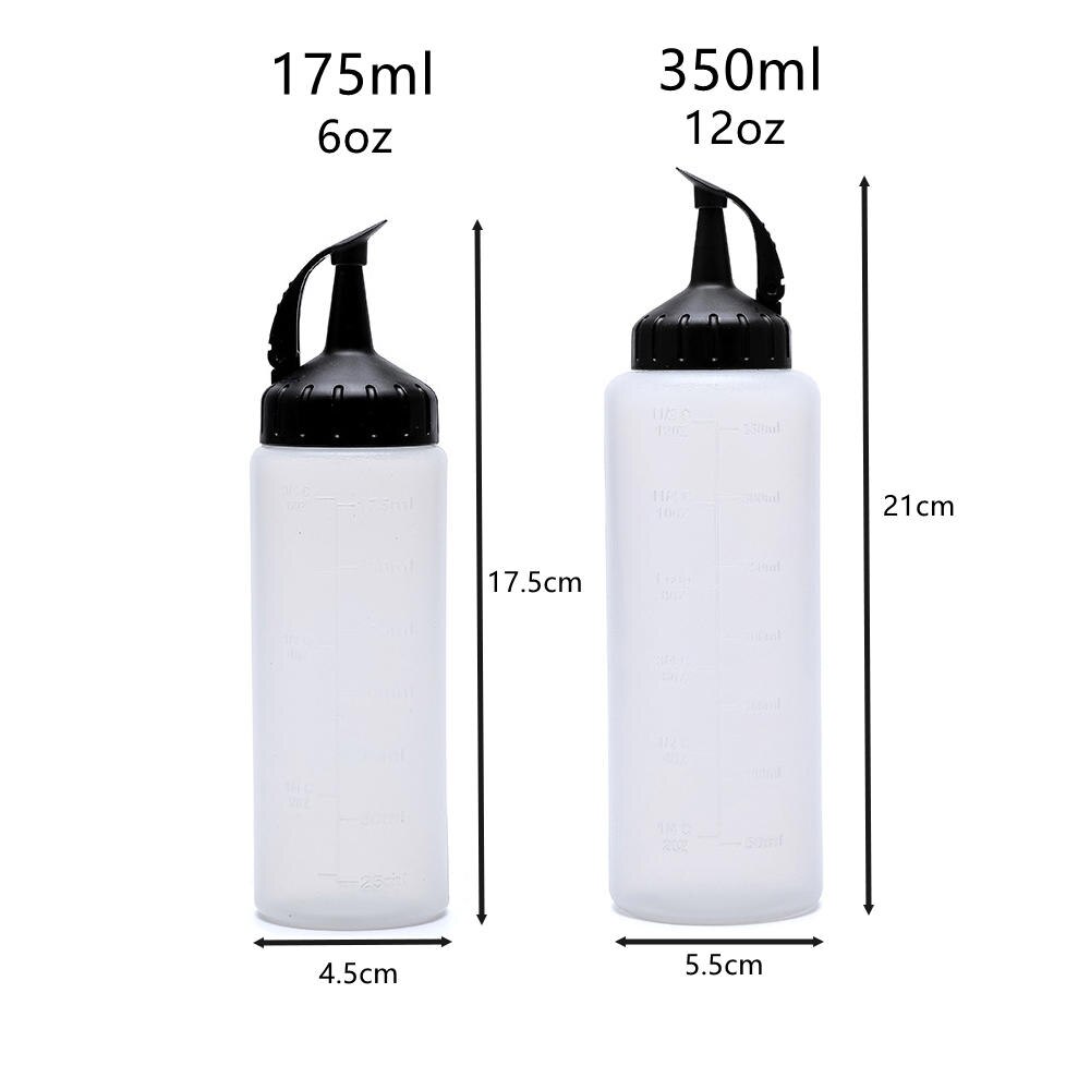 Bouteilles à presser en plastique avec sortie à 5 trous pour Sauce Ketchup, Condiments, peinture à l'huile d'olive, BBQ avec capuchon torsadé: 350ml Black