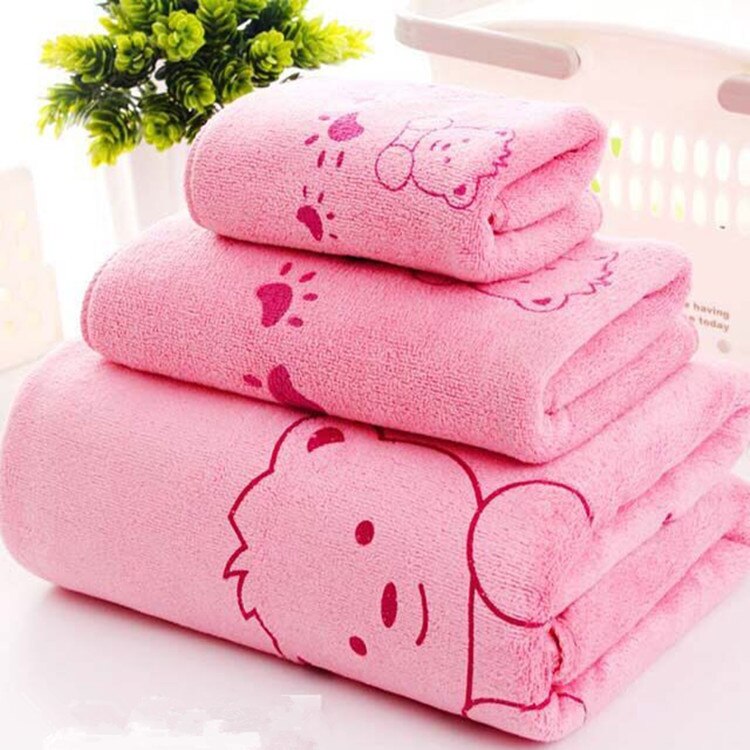 Alle Seizoenen Cartoon Print Polyester Thuis Handdoeken Set 3 Kleuren Baby Bad Handdoeken Zomer Deken Voor Kind: Dark pink