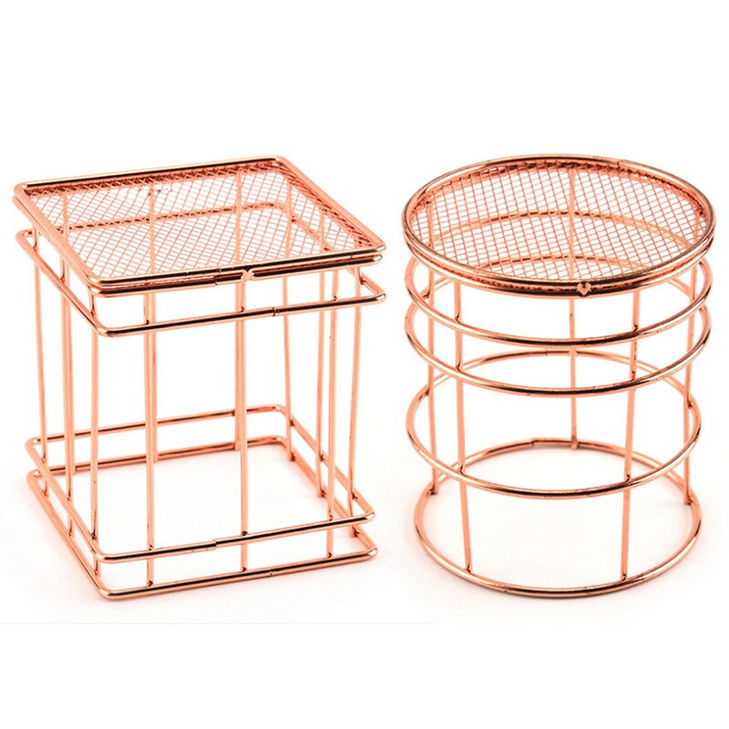 Rose Gold Bathroom Shelf Metal Wire Storage Basket Cosmetic Organizer Holder Home Office Desk Toiletry Collection Nordic Style