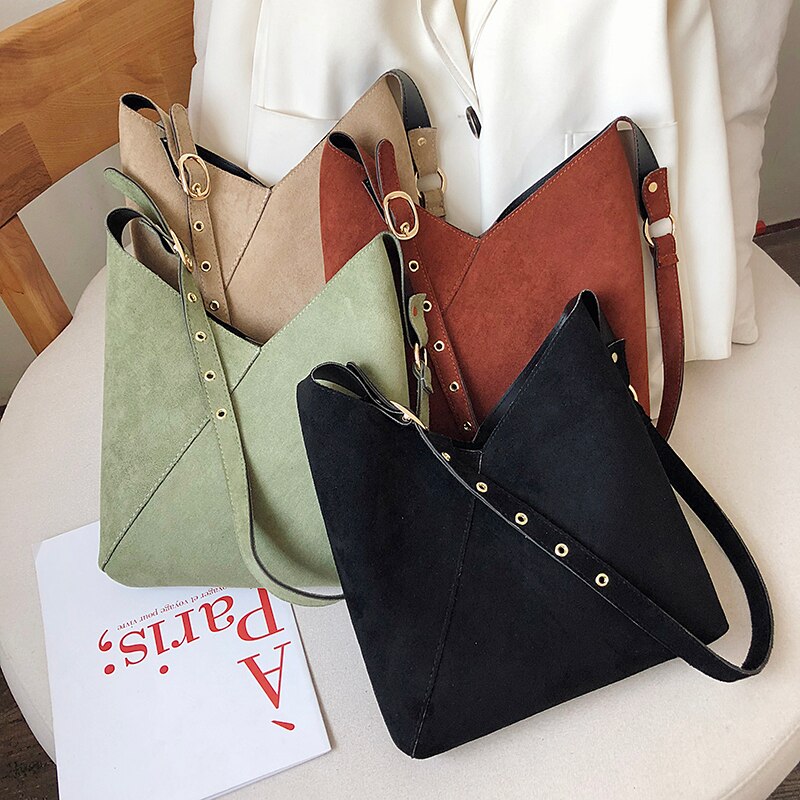 ladies stitching contrast color PU leather bucket bag summer messenger bag ladies shoulder bag female travel handbag