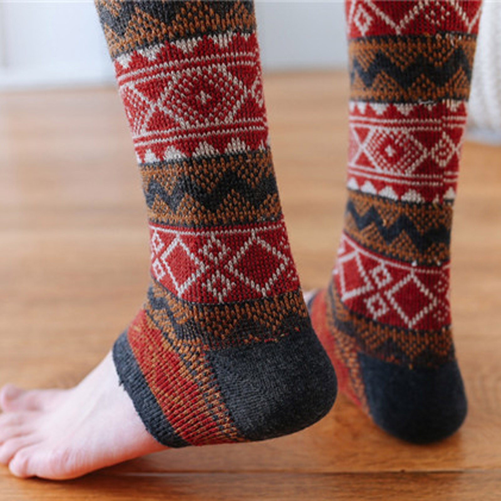 Winter Leggings Socks Women Keep Warm Splicing Socks Knitting Anklets Leggings Socks Warmers Cable Knit Knitted Crochet Leg: C Dark Gray 