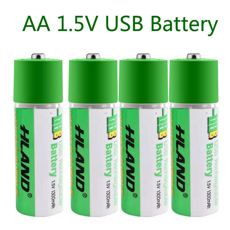 Large capacity 1.5V AA 1300mAh USB rechargeable lithium ion battery for remote control wireless mouse + cable