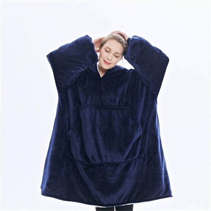 Warm thick TV Hooded Sweater Blanket Unisex Giant Pocket Adult and Children Fleece Weighted Blankets for Beds Travel home