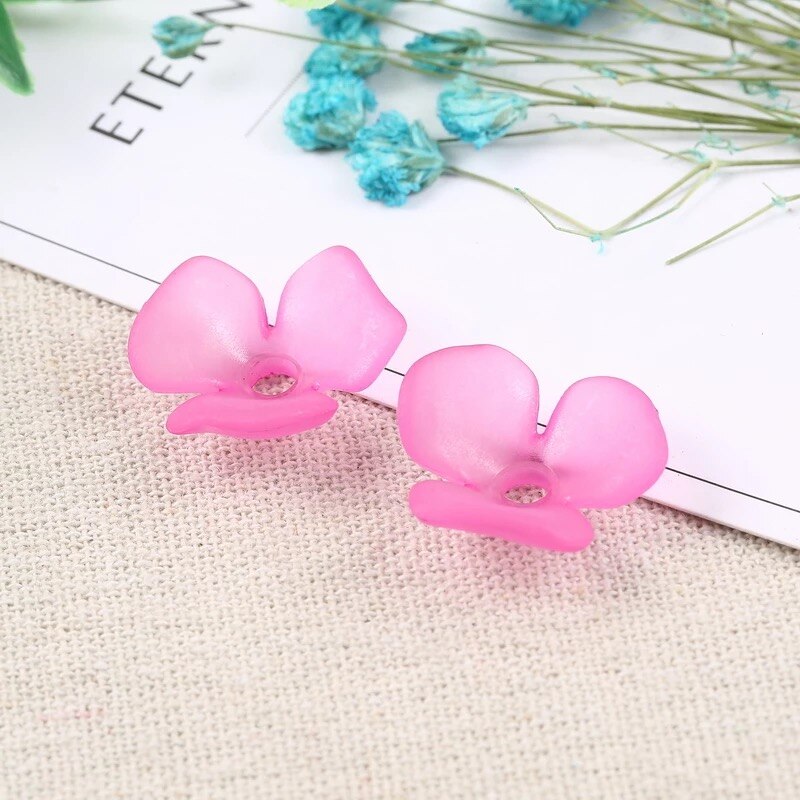 10 stuks 15 kleuren acryl 22mm blad bloemblaadjes bloem mat acryl spacers kralen voor haar bruiloft oorbellen diy maken accessoires: Rozenrood