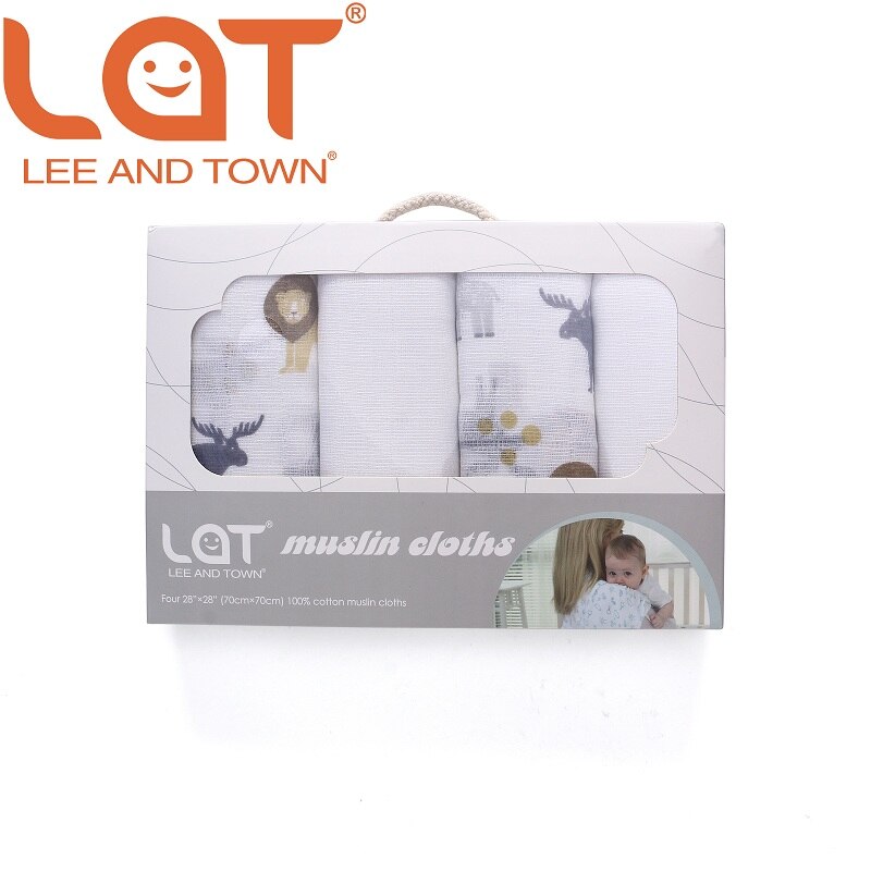 4 Stk/doos Baby Boy Meisjes Pasgeborenen Katoenen Mousseline Vierkante Wasbare Premium Herbruikbare Nappy Luiers Doekjes Bad Doek Handdoek Deken