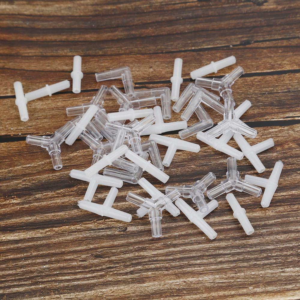 Uniclife 40 pcs Aquarium Air Valve Connector 3-Way T & Straight White Plastic Inline Tubing