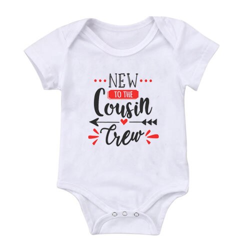 Shirerty Summer Baby Boys Girls Short Sleeve Letter Print Cousin Tiew Cute Cotton Romper Baby Clothes Outfits