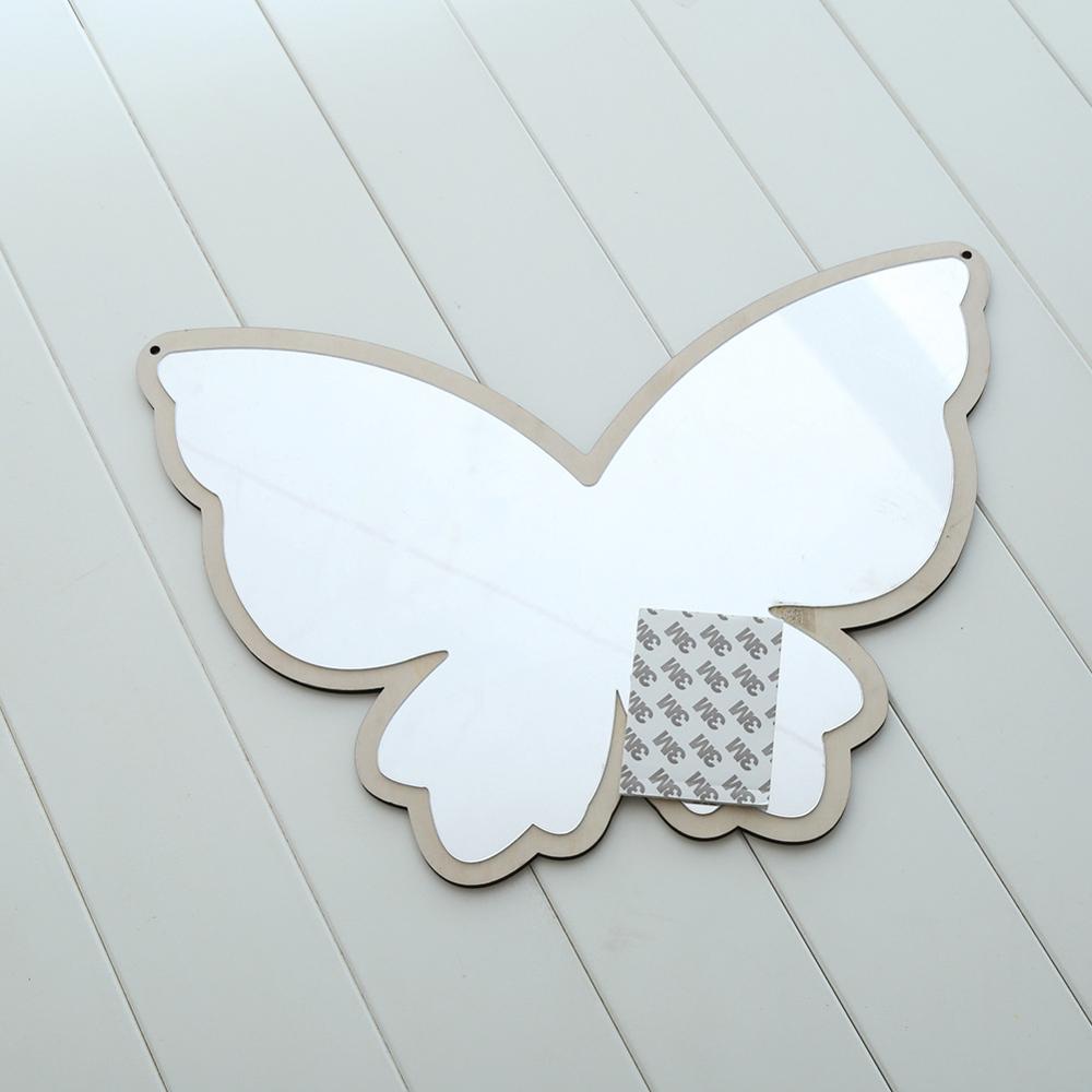 Nordisk skandinavien stil kawaii barnkammare dekorativ spegel väggmålning venetiansk badrum rund plexiglas vägg spegel dekorativ spegel: Mager fjäril