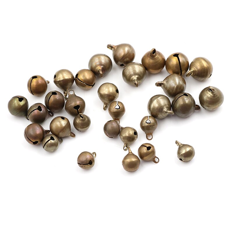 10 st / parti 10/12/14cm brons metall jingle klockor lös festival fest dekoration julgran dekorationer diy hantverk tillbehör