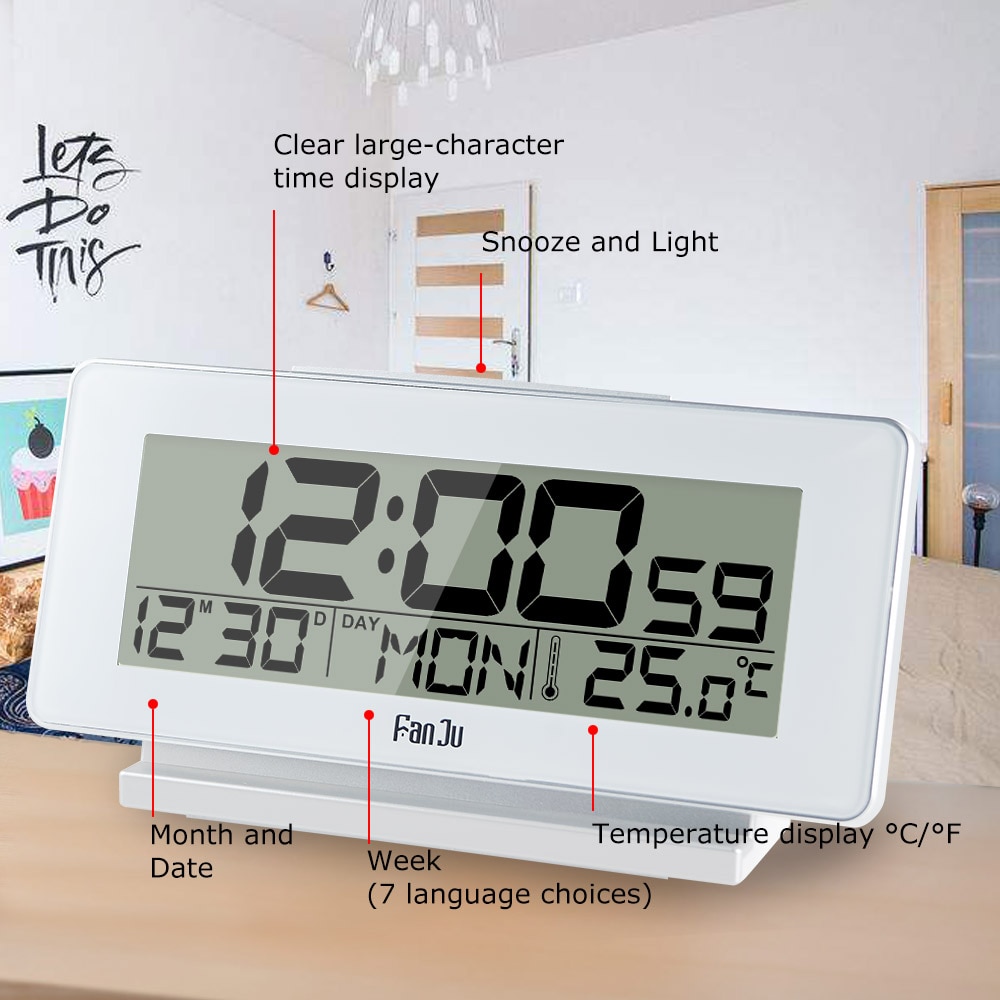 FanJu Desk Clock Electronic Digital Table Watch LE... – Grandado