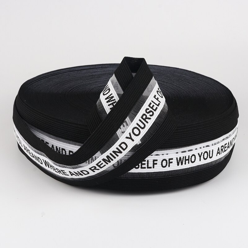 Bedrukking 5cm elastieken 50mm rubberen band elastisch lint kleding tassen broeken elastisch rubber doe-het-zelf naai accessoires 1 meter: Zwart