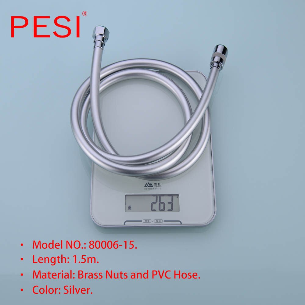 PVC wysokie ciśnienie 1.5m/2m pogrubienie anty-meandrowy gładki wąż prysznicowy robić kąpieli ręczny prysznic elastyczny wąż prysznicowy.: srebro 1.5m