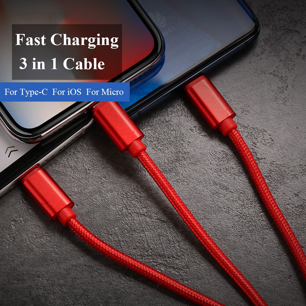 Snel Opladen Kabel 3A Micro Usb Kabel Voor Ios Android Quick Charger Mobiele Telefoon Kabel Usb Type C Kabel Usb draad