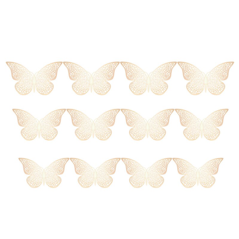 12 Uds 3D hueco de la pared pegatinas de Mariposas para nevera para decoración del hogar Mariposas Decorativas decoración de la pared de Mariposas Decorativas 3: C