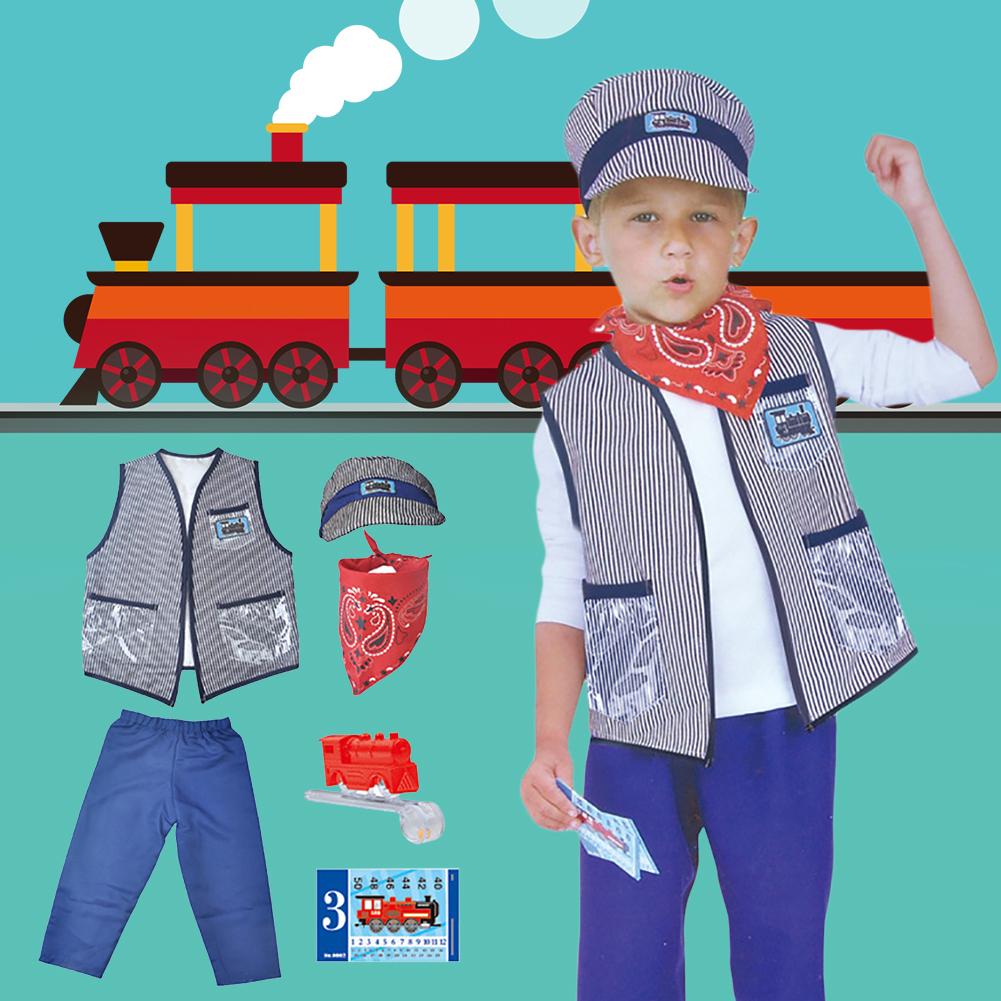 Kids Train Engineer Conductor Costume Prom Performance Costume Childrens Clothing Equipment Props