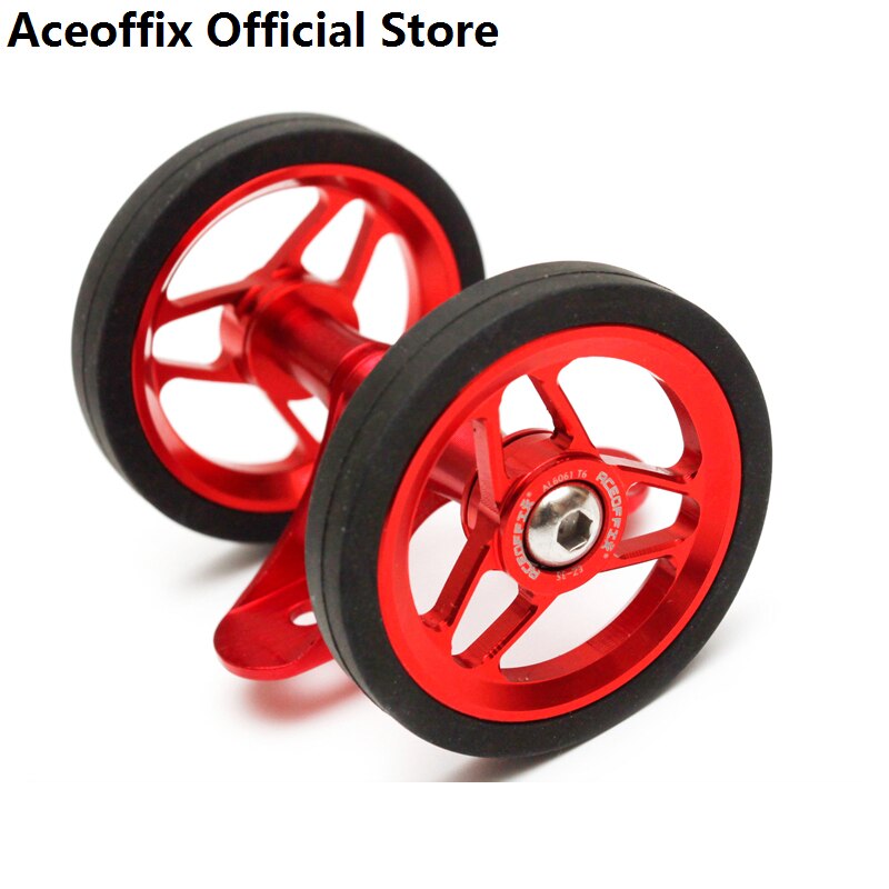 ACEOFFIX-Rodillo de guardabarros de bicicleta plegable 2022, para Brompton, rueda doble Easywheel, 52mm, FE3S: red