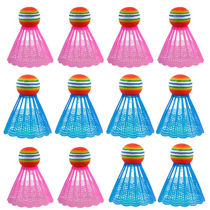 4pcs LED Lighting Badminton Birdies Glow in The Dark Night Nylon Shuttlecock Rainbow Ball Head for Outdoor Indoor Sports