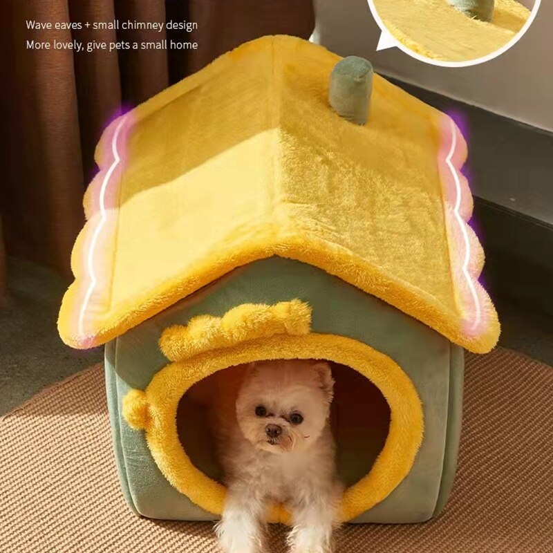 Maison en fourrure pour animaux de compagnie, niche d&#39;intérieur pour petits chiens, chat d&#39;hiver, avec coussin, canapé, petit chiot, Chihuahua Yorkie