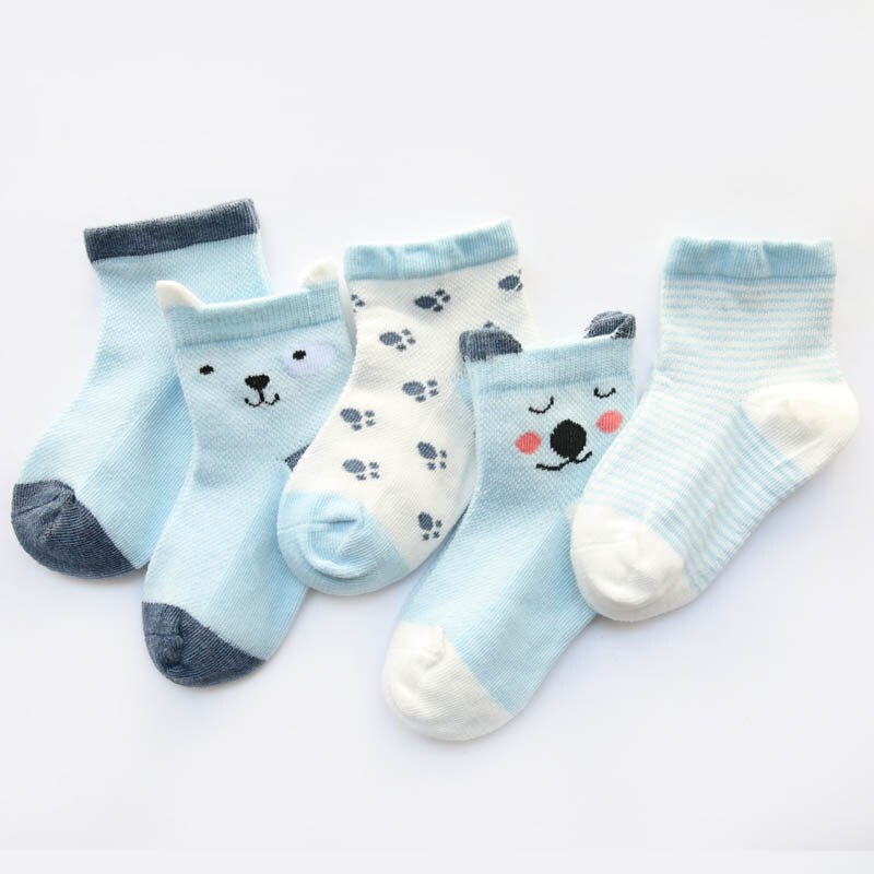 5 Paar/set Baby Meisje Jongen Mesh Anti-Slip Kinderen Cartoon Sokken Katoenen Sokken Beenwarmers Zomer: L / 12m