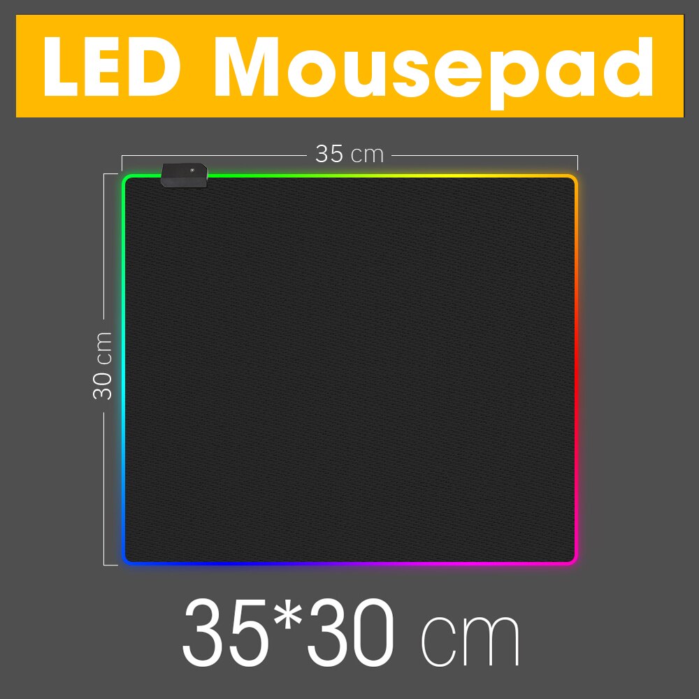 LED Light Gaming Mouse Pad RGB Super Soft Large Keyboard Cover Non-Slip Rubber Base Computer Carpet Desk Mat PC Game MousePad: 35 x 30 cm