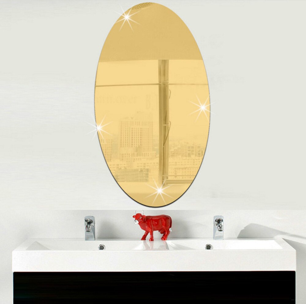 Autocollant mural miroir ovale auto-adhésif, décoration de salle, Art pour la maison, moderne