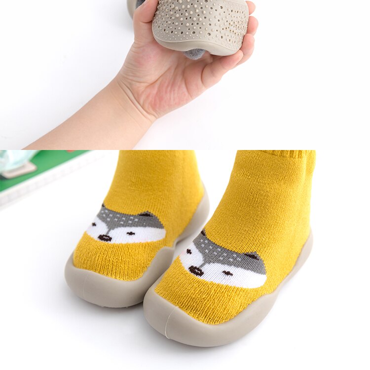 Calcetines antideslizantes con toalla más gruesa de zorro para bebé, calcetines para pies, 5 tamaños, 4 colores, P01