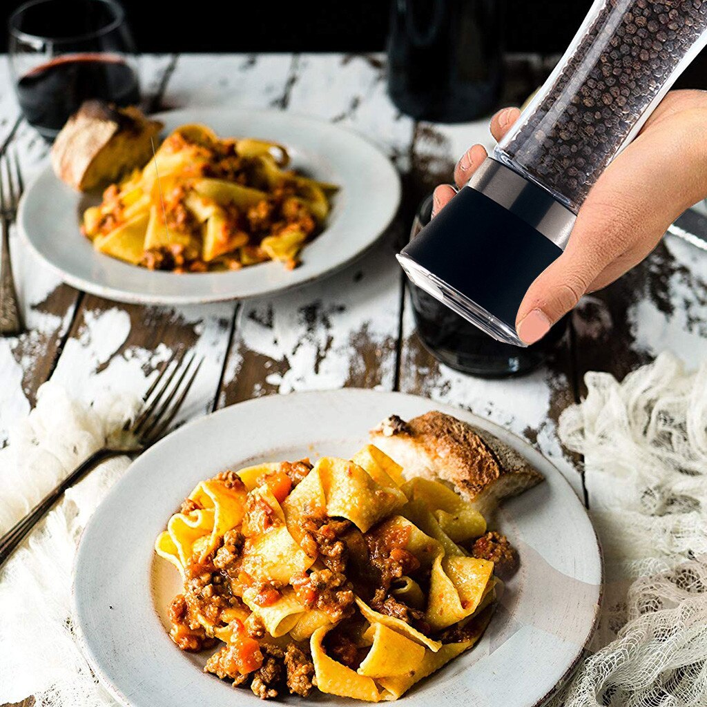 Premium Roestvrij Staal Zout En Peper Molen Shakers Glas Body Spice Zout En Pepermolen Met Verstelbare Keramische Rotor
