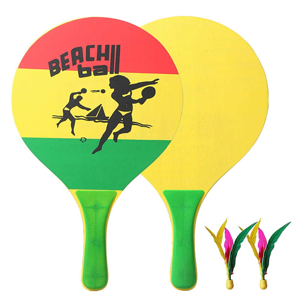 Sjov cricket badmintonketcher 7mm stor badmintonketcher syv lag højkvalitets poppeltræ strandketcher med 2 bolde