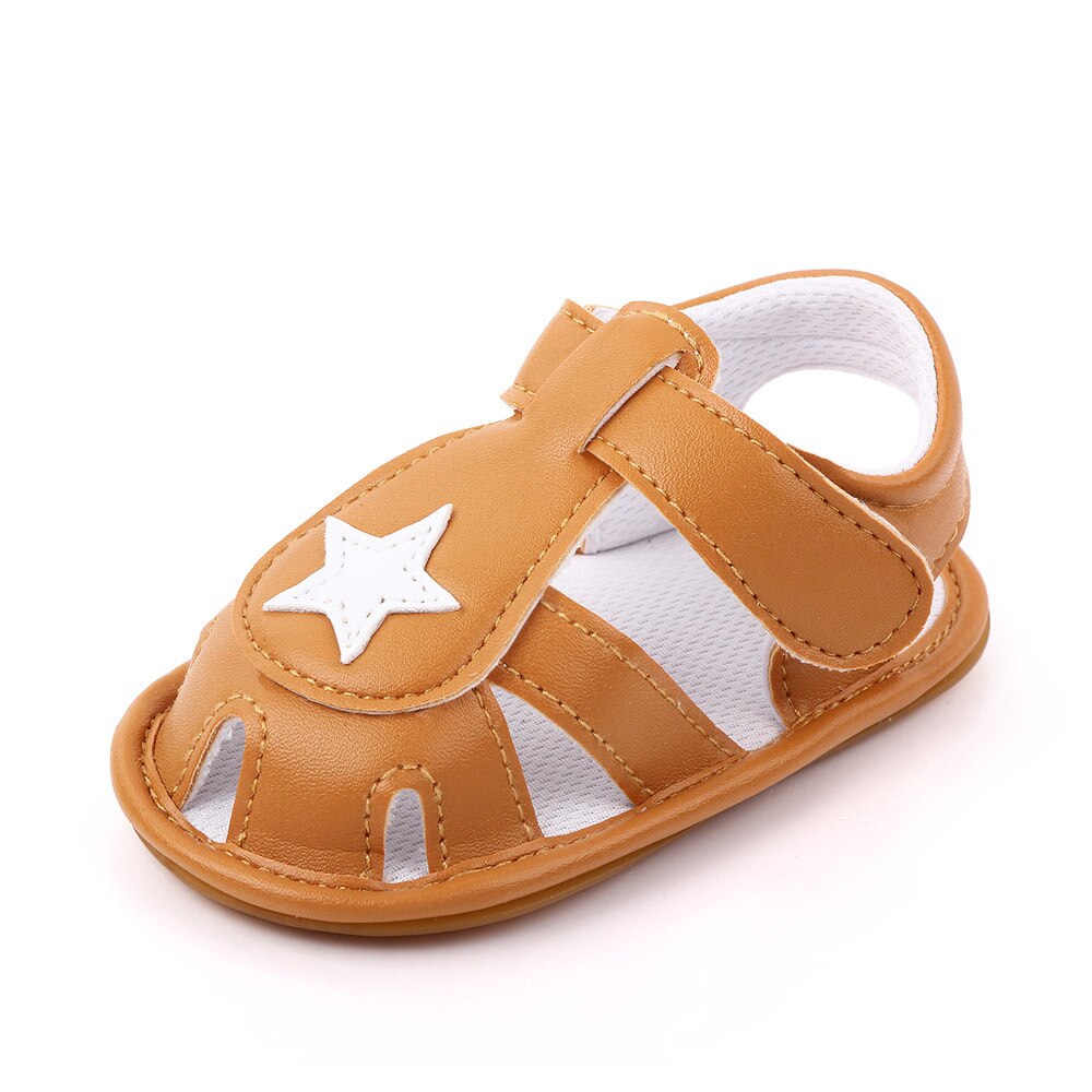 Zomerse sandalen met sterrenprint van zacht pu-leer voor babyjongens en meisjes, antislip peuterschoenen: Geel / 3
