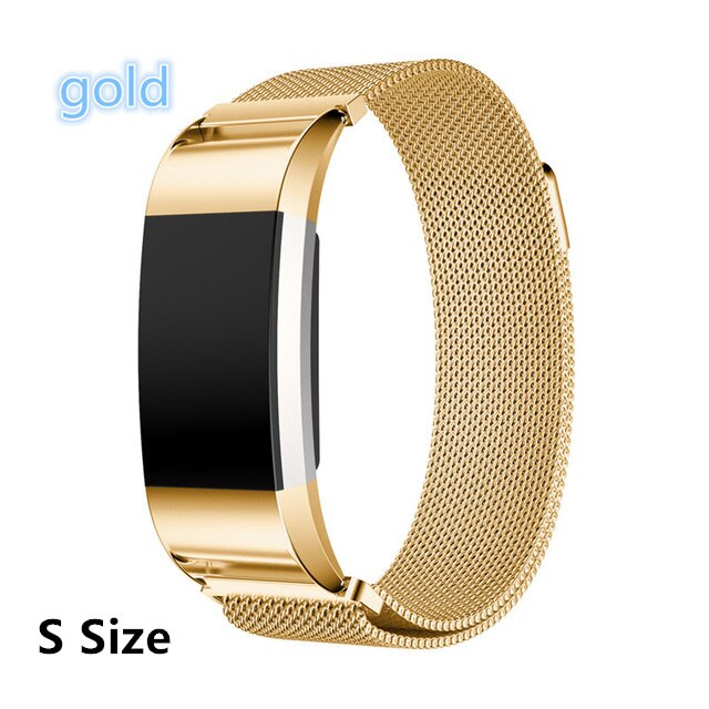 Milanese Loop ze stali nierdzewnej dla Fitbit Charge 2 Band bransoletka w stylu paska na nadgarstek dla Fit Bit Charge2 pasek do smarwatcha Smartband: S size for gold