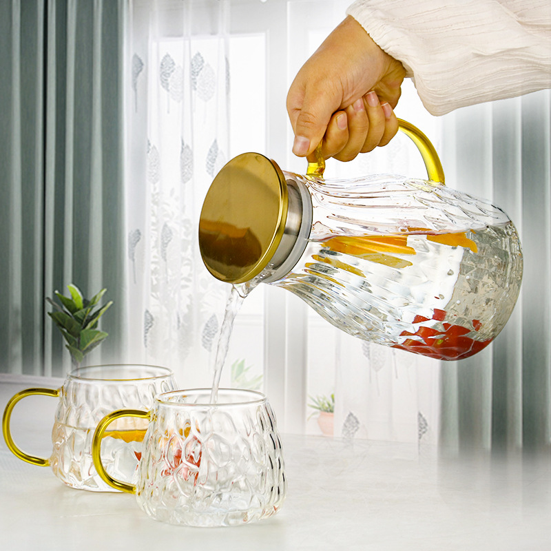 1.7L Heat resistant glass cold water pot cold water pots large capacity boiling cup thickened juice bottle drink dispenser