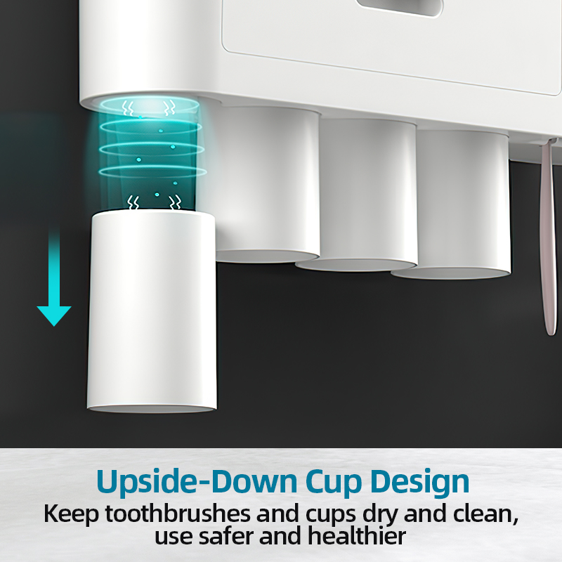 Bathroom Magnetic Adsorption Inverted Toothbrush Holder Wall -Automatic Toothpaste Squeezer Storage Rack Bathroom Accessories