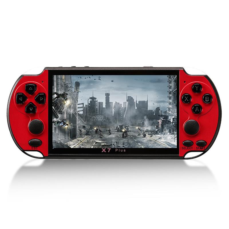 X7 Plus de consola de juegos Retro doble balancín 5,1 pulgadas Hd LCD portátil de 8G películas consola de juego Built-in10000 juegos: Rojo