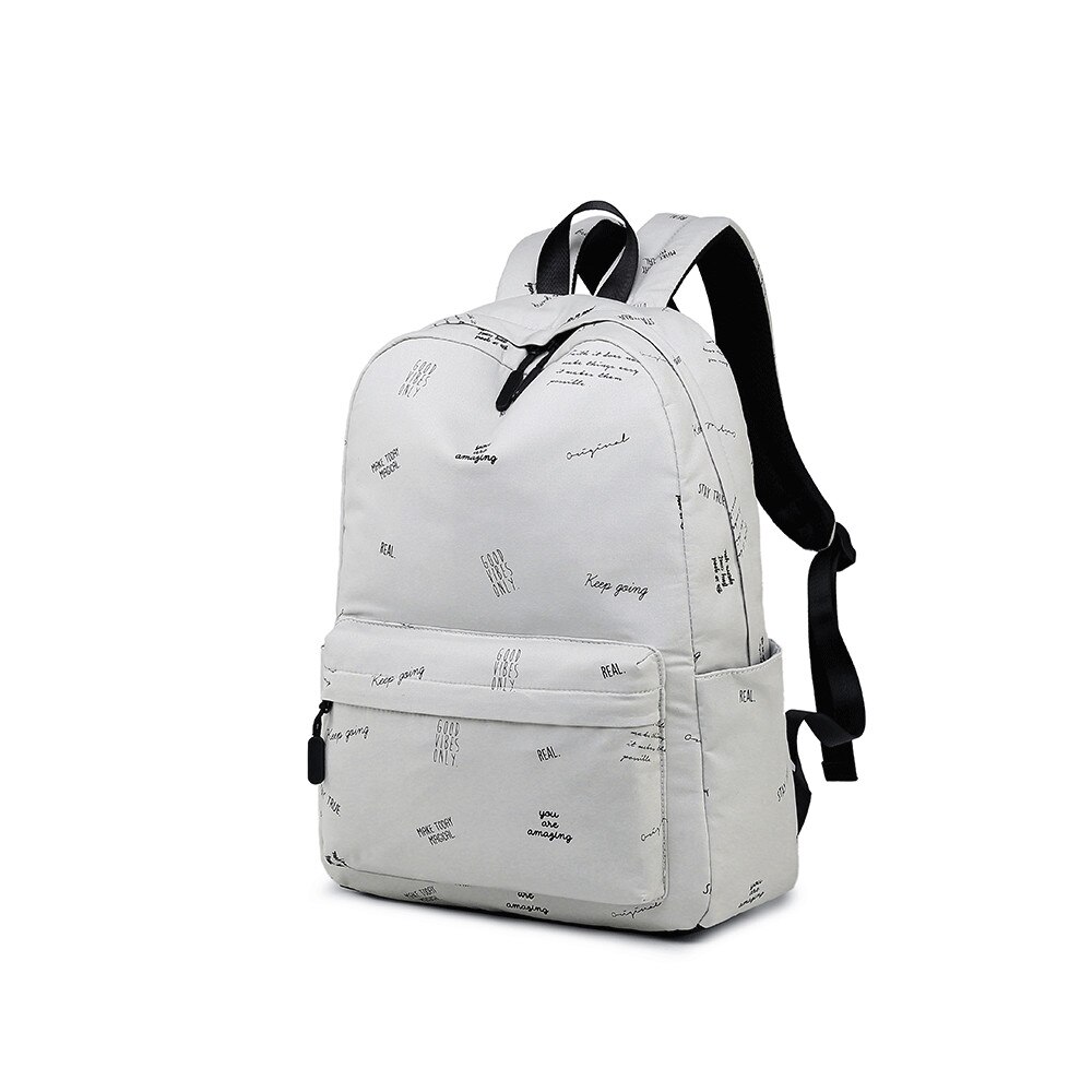 Waterdichte schooltas voor studenten, middelgrote schooltas, gele rugzak met letterprint, meisjes, tiener, universiteitsbenodigdheden, boekentas: Grijs