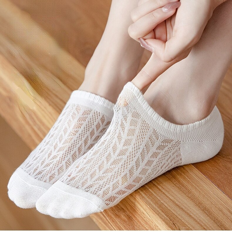 5 paia/lotto calzini invisibili in cotone Mujer antiscivolo Chaussette caviglia bassa donna femminile calzini da barca No Show Calcetines traspiranti