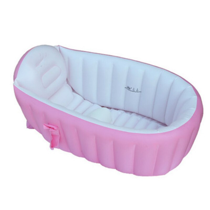 Baby bad børn badekar bærbar oppustelig sikkerhed fortykkelse vaskeskål baby bad til nyfødt holde varm swimmingpool: Lyserød