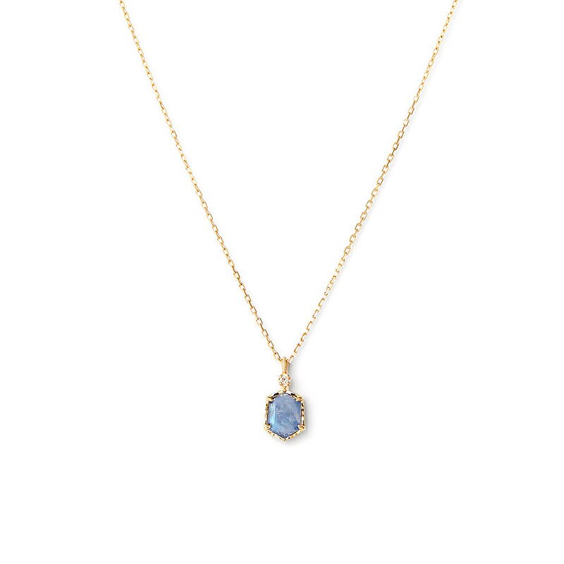 Lamoon 925 Zilveren Vintage Maansteen Hanger Ketting Voor Vrouwen Mysterieuze Meer Synthetische Sapphire 14K Vergulde Sieraden NI133: Default Title