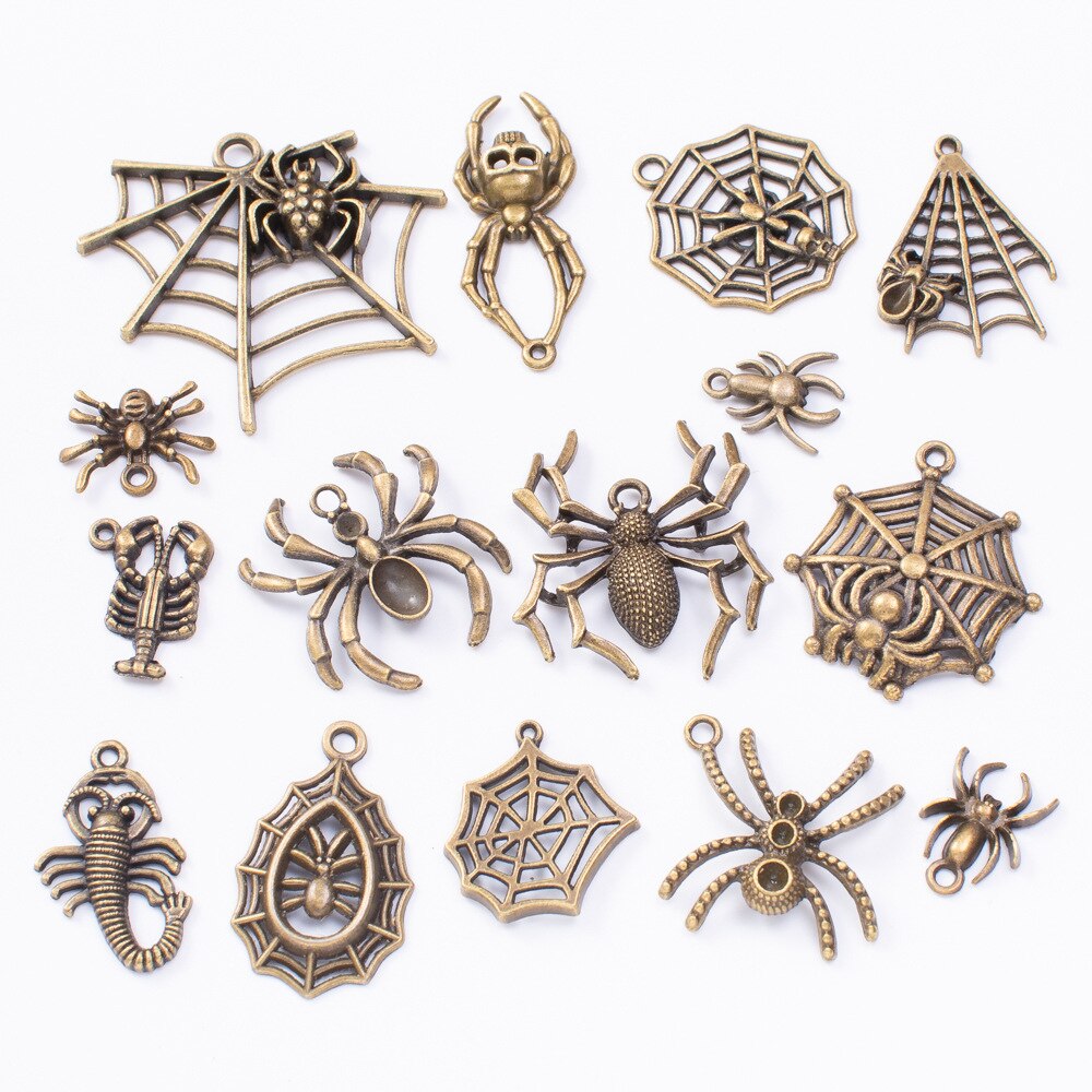 50g 100g Mixed Charms Pendants Spider Animal for Bracelets Necklaces Anklet DIY Accessories for Craft Jewelry Making: Antique Bronze / Weight 100g