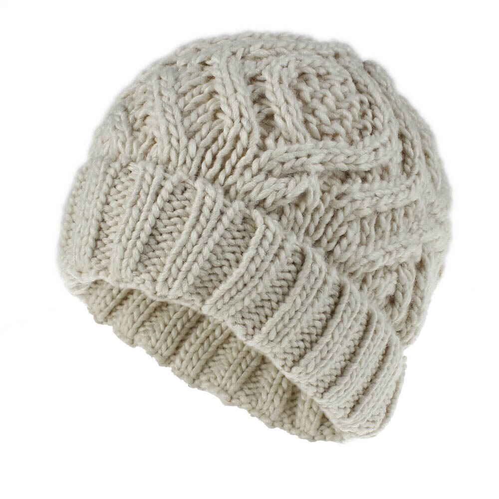 Gorro de lana para mujer gorro de tejido de lana suave cuadrado en forma de diamante Otoño e Invierno cálido