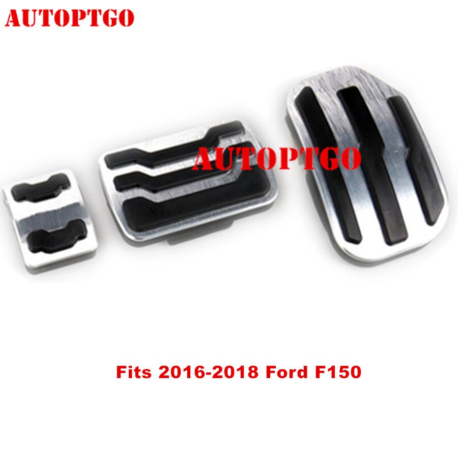 Aluminum + Rubber Car Styling Foot Gas Brake Pedal Pad Cover Accessories Kit For Ford F-150 F150 Raptor Truck: Default Title
