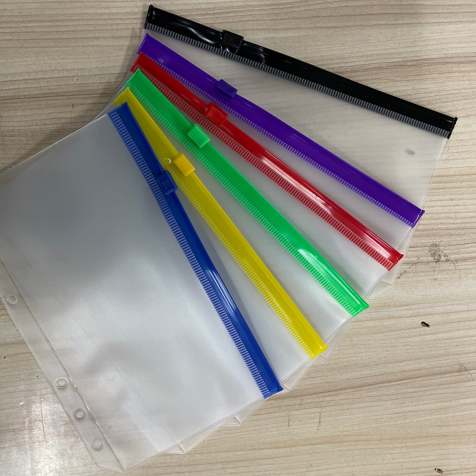 Binder File Holder Storage Zipper Folders A6 12pcs Transparent Loose Leaf Pouch Document Filing Bags Office Student Supplies
