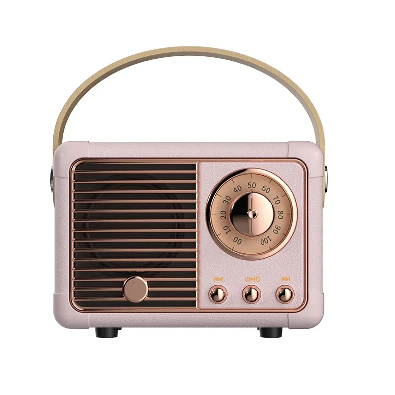 Mini retro bluetooth-kompatibel högtalare med  hm11 klassiska musikspelare, ljud stereo, dekoration, minihögtalare, resemusikspelare: Rosa