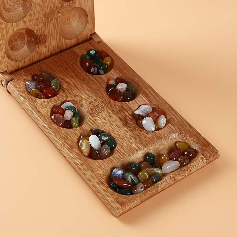 Baby Speelgoed Mancala Board Strategie Spel Bordspel Vouwen Bamboe Board Kinderen Board Strategie Spel Kinderen Educatief Speelgoed: Default Title