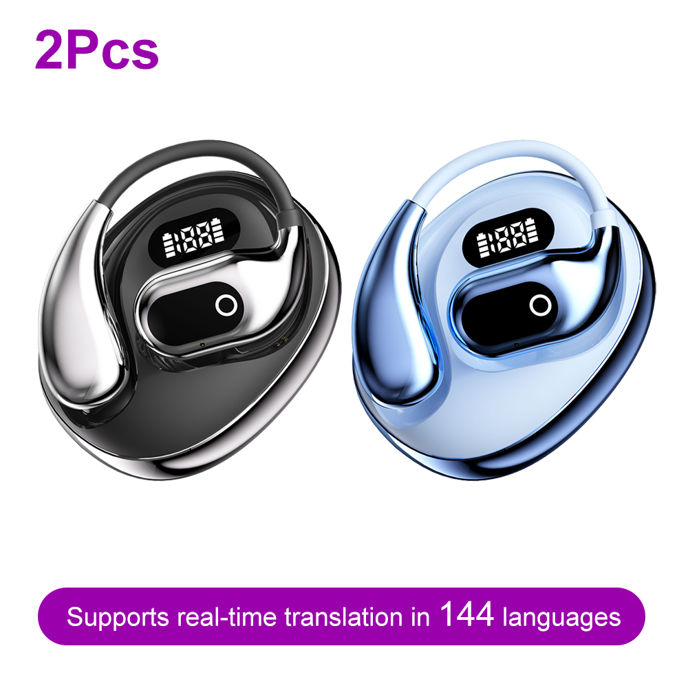 AI Tłumacz - Bezprzewodowe Słuchawki Bluetooth 5.3 z Dwukierunkową Transmisją w Czasie Rzeczywistym, Nauszne Słuchawki Hi-Fi dla Podróżników Biznesowych i Zwiedzających: Różowy