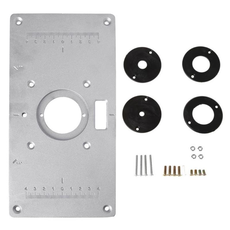 Router Table Insert Plate with Router Insertion Ring and Install Screws for DIY Woodworking Engraving Machine Benches