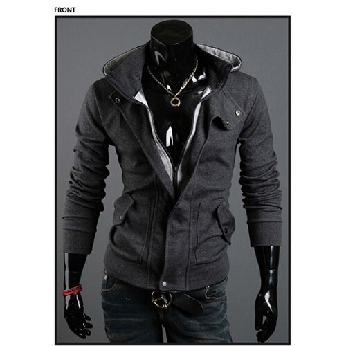 Sudaderas con capucha deportivas para hombre, suéteres con cremallera para hombre, sudaderas con capucha de forro polar de ping-pong, chaqueta con capucha, abrigo informal con cuello vuelto: Grey / XXXL